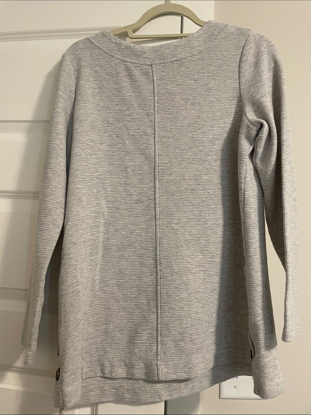 croft & barrow Light Gray Ribbed Long Sleeve Sweatshirt